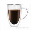 Double Wall Glass with Handle double wall tumbler glass mug cup with handle Factory